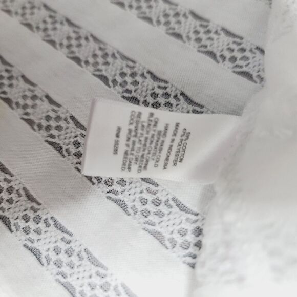 Express White Semi Sheer Striped Scoop Neck Long Sleeve Shirt Medium - Picture 7 of 8